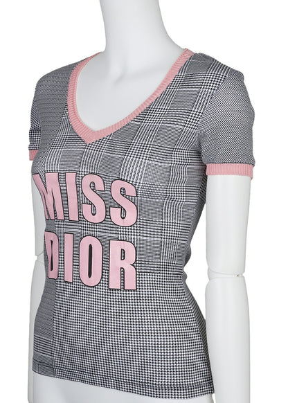 Dior T-Shirt Cut and Sewn Short Sleeve Cotton Pink Gold-Tone Hardware Pre-Owned - Vintage La Charme