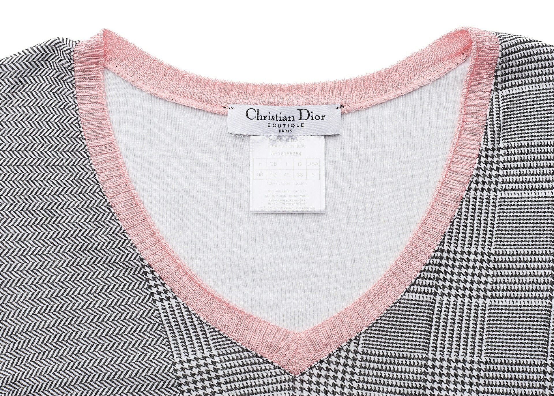 Dior T-Shirt Cut and Sewn Short Sleeve Cotton Pink Gold-Tone Hardware Pre-Owned - Vintage La Charme