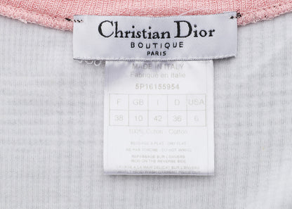 Dior T-Shirt Cut and Sewn Short Sleeve Cotton Pink Gold-Tone Hardware Pre-Owned - Vintage La Charme