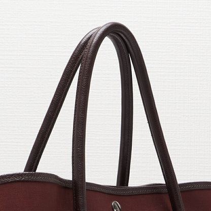 HERMES Garden Party PM Tote Bag Toile Offiche Bordeaux Silver-Tone Hardware Pre-Owned - Vintage La Charme