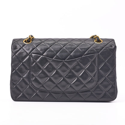 CHANEL Shoulder Bag Matelasse Turn Lock Double Flap Lambskin Black Gold-Tone Hardware Pre-Owned - Vintage La Charme
