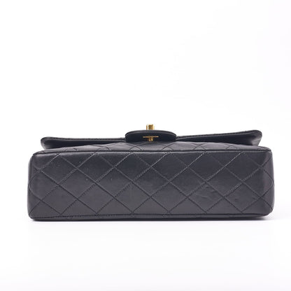 CHANEL Shoulder Bag Matelasse Turn Lock Double Flap Lambskin Black Gold-Tone Hardware Pre-Owned - Vintage La Charme