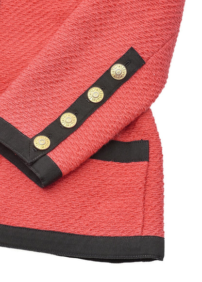 CHANEL Jacket Coat, Coco Button, Long Sleeve, Wool Blend, Red, Gold-Tone Hardware, Pre-Owned - Vintage La Charme