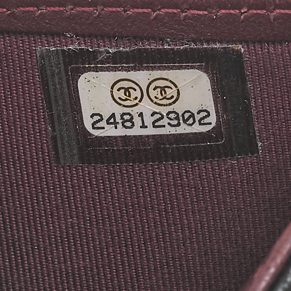 シャネル マトラッセ 三つ折り コンパクト財布 ラムスキン 黒 シルバー金具 中古
