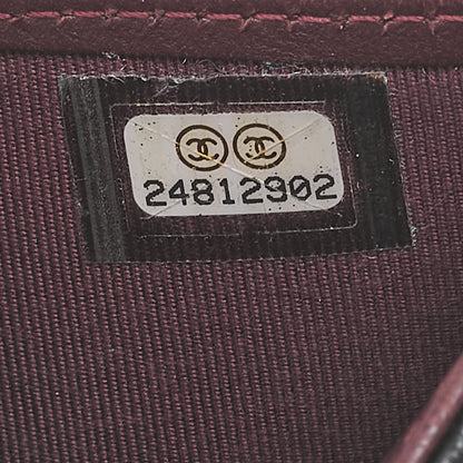 シャネル マトラッセ 三つ折り コンパクト財布 ラムスキン 黒 シルバー金具 中古