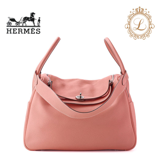 HERMES Lindy 34 Shoulder Bag, Tryon Clemence, Crevette, Silver-Tone Hardware, Pre-Owned - Vintage La Charme