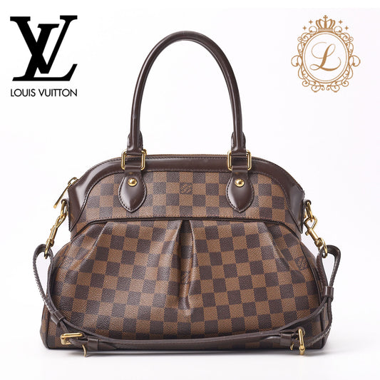 Louis Vuitton Tote Bag, Damier Trevi PM, Damier Ébène, Canvas, Brown, Gold-Tone Hardware, Pre-Owned - Vintage La Charme