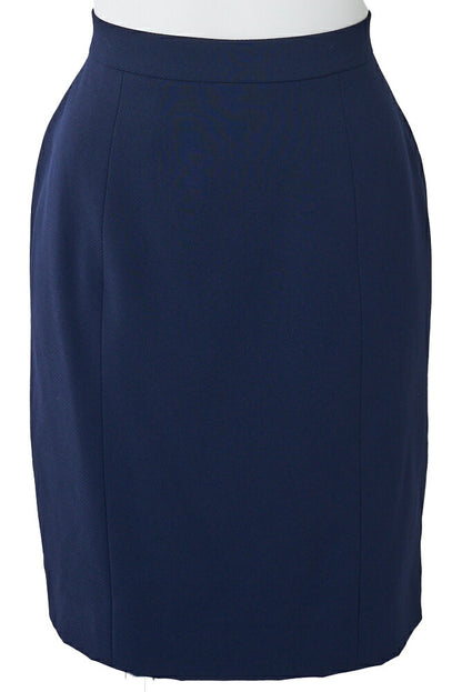 CHANEL Jacket Skirt Set, Coco Button, Wool, Navy, Gold-Tone Hardware, Pre-Owned - Vintage La Charme