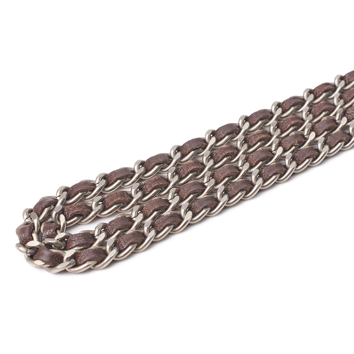 CHANEL Shoulder Bag Mini Travel Chain Wallet Lambskin Canvas Brown Silver-Tone Hardware Pre-Owned - Vintage La Charme