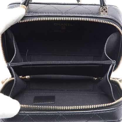 CHANEL Mini Handbag 2WAY Matelasse Chain Shoulder Caviar Skin Black Gold-Tone Hardware Pre-Owned - Vintage La Charme