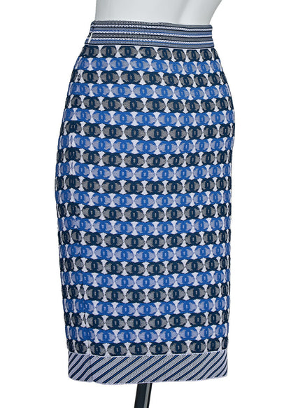 CHANEL Set Up Ensemble, Coco Mark CC Jacquard, Cotton Blend, Blue, Silver-Tone Hardware, Pre-Owned - Vintage La Charme