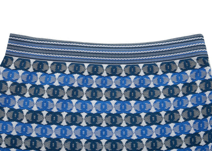 CHANEL Set Up Ensemble, Coco Mark CC Jacquard, Cotton Blend, Blue, Silver-Tone Hardware, Pre-Owned - Vintage La Charme