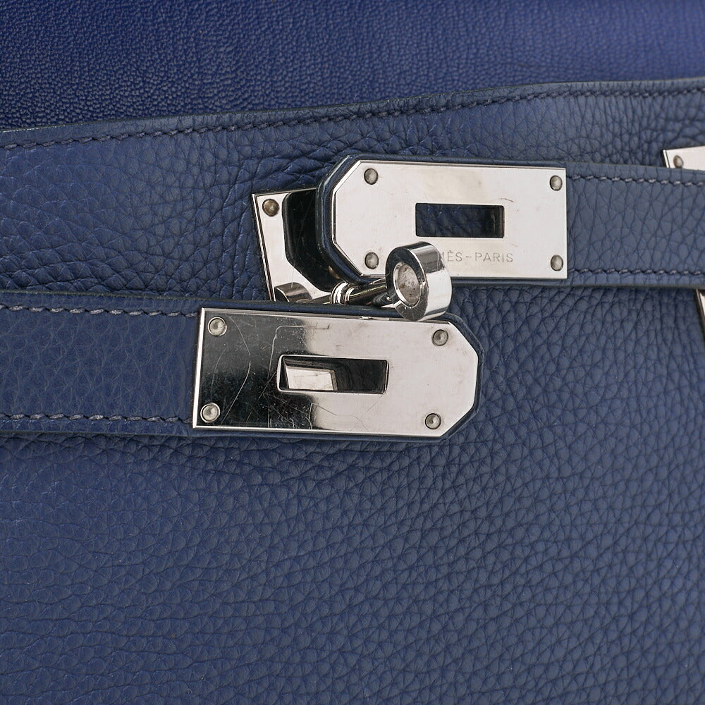 HERMES Gypsiere 34 Shoulder Bag Tryon Clemence Blue Saphir Silver-Tone Hardware Pre-Owned - Vintage La Charme