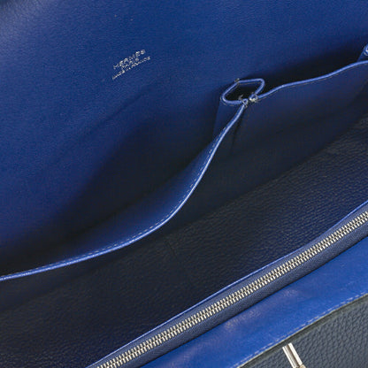 HERMES Gypsiere 34 Shoulder Bag Tryon Clemence Blue Saphir Silver-Tone Hardware Pre-Owned - Vintage La Charme