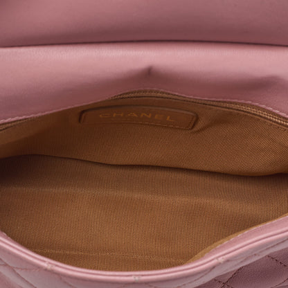 CHANEL Mini Shoulder Bag Matelasse Round Flap Chain Shoulder Lambskin Pink Gold-Tone Hardware Pre-Owned - Vintage La Charme