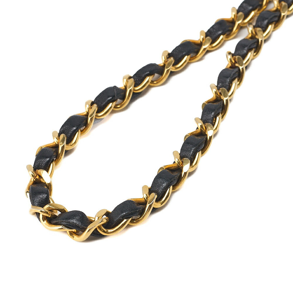CHANEL Shoulder Bag Matelasse Full Flap Push Lock Chain Shoulder Lambskin Black Gold-Tone Hardware Pre-Owned - Vintage La Charme