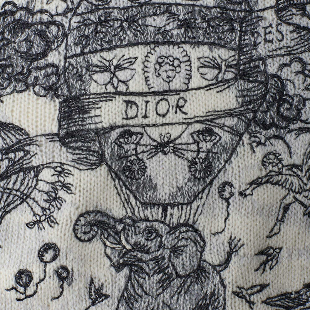Dior Long Sleeve Knit, Logo Embroidery, Cashmere, Ivory, Gold-Tone Hardware, Pre-Owned - Vintage La Charme