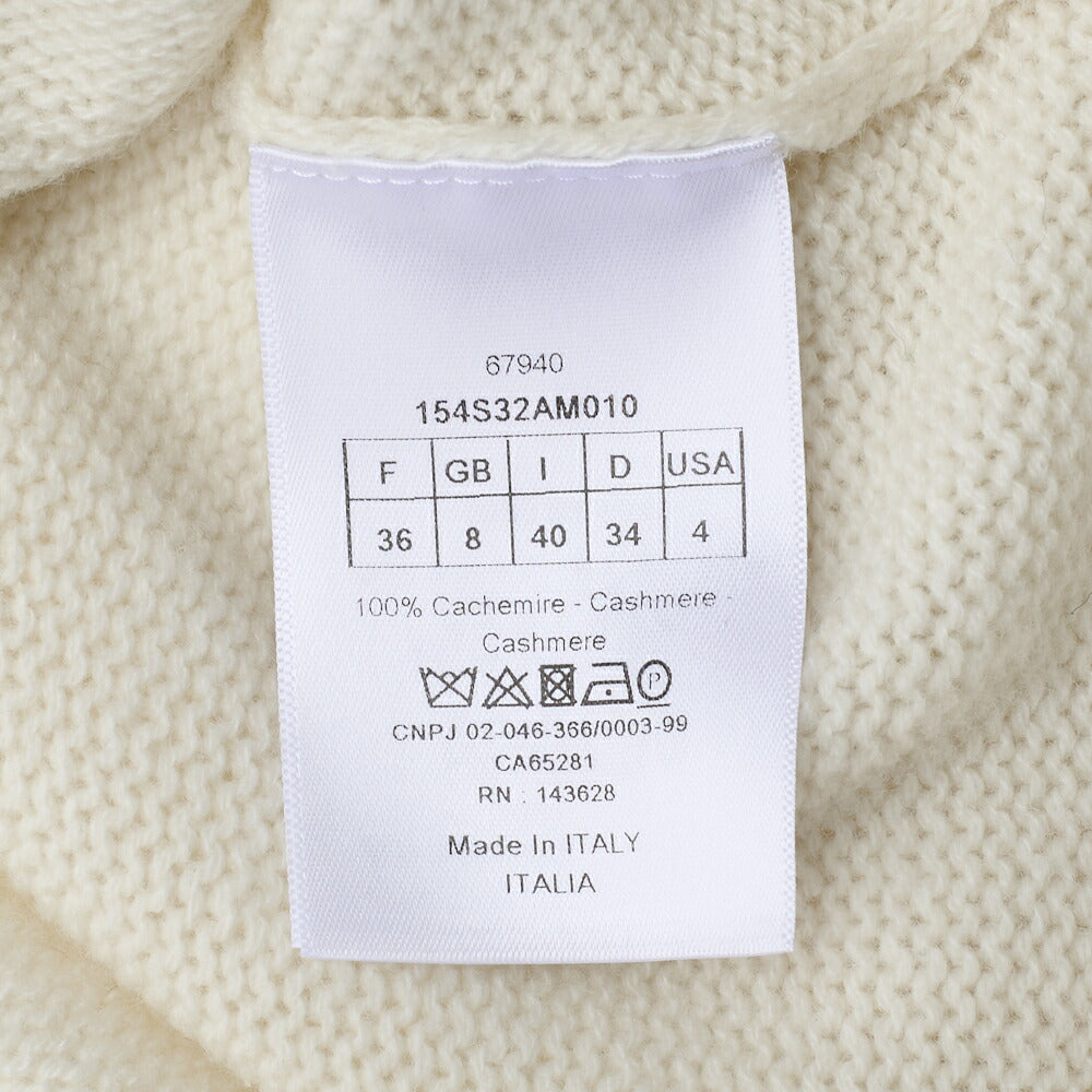 Dior Long Sleeve Knit, Logo Embroidery, Cashmere, Ivory, Gold-Tone Hardware, Pre-Owned - Vintage La Charme