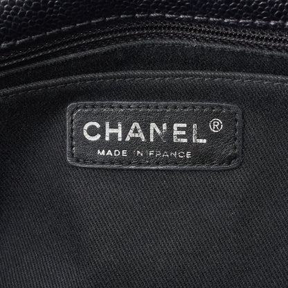 CHANEL Tote Bag Matelasse Coco Mark Chain Shoulder Soft Caviar Skin Black Silver-Tone Hardware Pre-Owned - Vintage La Charme