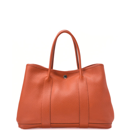 HERMES Garden Party PM Handbag, Shoulder Bag, Negonda, Capucine, Silver Metal Fittings, Pre-Owned