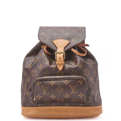 Louis Vuitton Shoulder Backpack Bag Monogram Canvas Brown Gold-Tone Hardware Pre-Owned