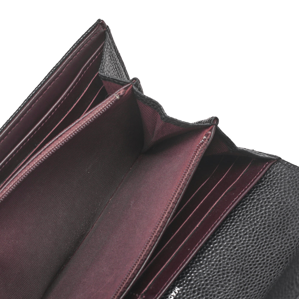 CHANEL Matelasse Bi-Fold Long Wallet Caviar Skin Black Silver-Tone Hardware, Pre-Owned