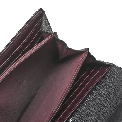 CHANEL Matelasse Bi-Fold Long Wallet Caviar Skin Black Silver-Tone Hardware, Pre-Owned