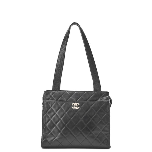 CHANEL Shoulder Bag Matelassé Turnlock Lambskin Silver-Tone Hardware, Pre-Owned