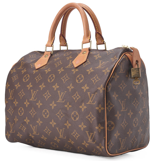 LOUIS VUITTON Louis Vuitton Monogram Speedy 30 Handbag M41526 Brown Gold-Tone Hardware, Pre-Owned