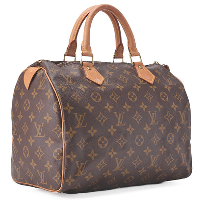 LOUIS VUITTON Louis Vuitton Monogram Speedy 30 Handbag M41526 Brown Gold-Tone Hardware, Pre-Owned