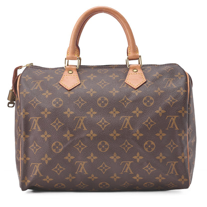 LOUIS VUITTON Louis Vuitton Monogram Speedy 30 Handbag M41526 Brown Gold-Tone Hardware, Pre-Owned