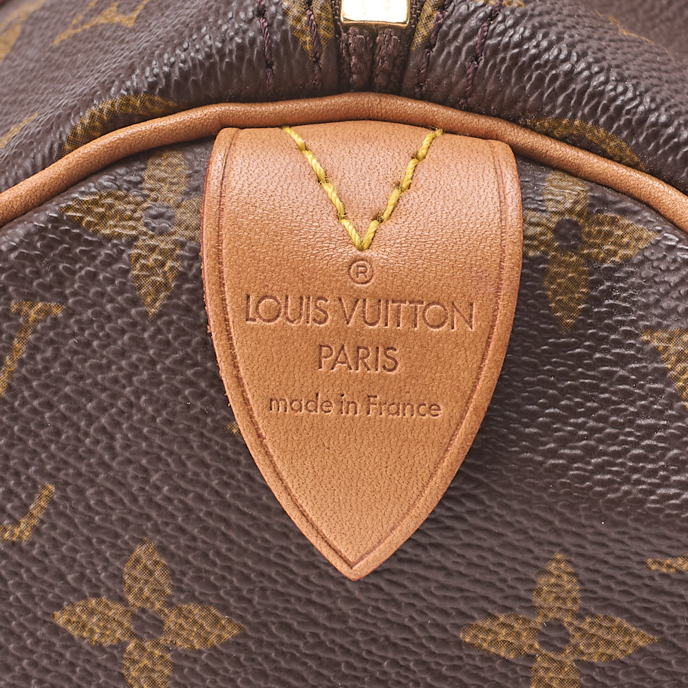 LOUIS VUITTON Louis Vuitton Monogram Speedy 30 Handbag M41526 Brown Gold-Tone Hardware, Pre-Owned
