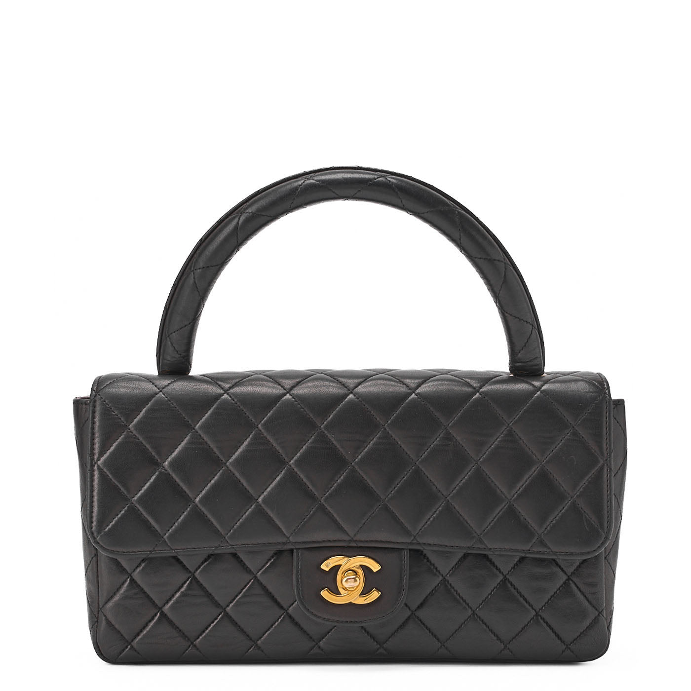 CHANEL Handbag Matelasse Coco Handle Lambskin Black Gold-Tone Hardware Pre-Owned