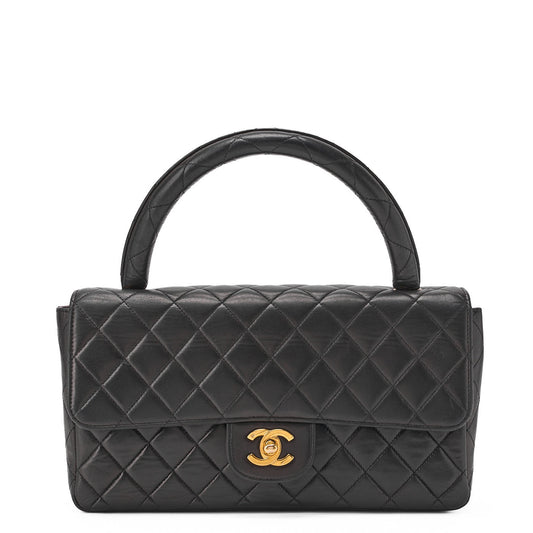 CHANEL Handbag Matelasse Coco Handle Lambskin Black Gold-Tone Hardware Pre-Owned