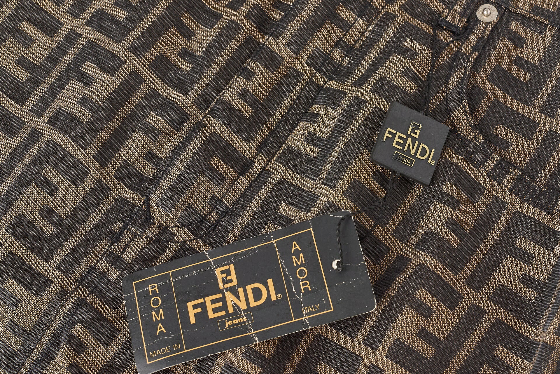 FENDI Skirt Pants, Zucca Pattern, Polyester Cotton Blend, Brown, Pre-Owned - Vintage La Charme