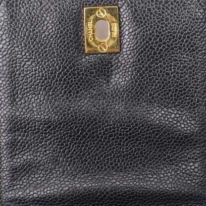 CHANEL Tote Bag, Turn Lock, Double Chain Shoulder, Caviar Skin, Black, Gold-Tone Hardware, Pre-Owned - Vintage La Charme