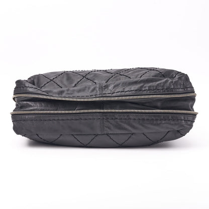 CHANEL Tote Bag Gamaguchi Wild Stitch Calf Leather Black Silver-Tone Hardware Pre-Owned - Vintage La Charme
