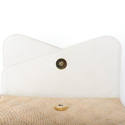 CHANEL Shoulder Bag, Matelasse, Fringe, Double Flap, Straw, Beige, Gold-Tone Hardware, Pre-Owned - Vintage La Charme