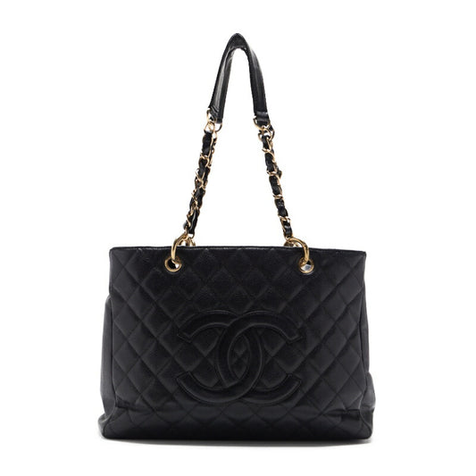 CHANEL Tote Bag Matelasse GST Double Chain Caviar Skin Black Gold-Tone Hardware Pre-Owned - Vintage La Charme