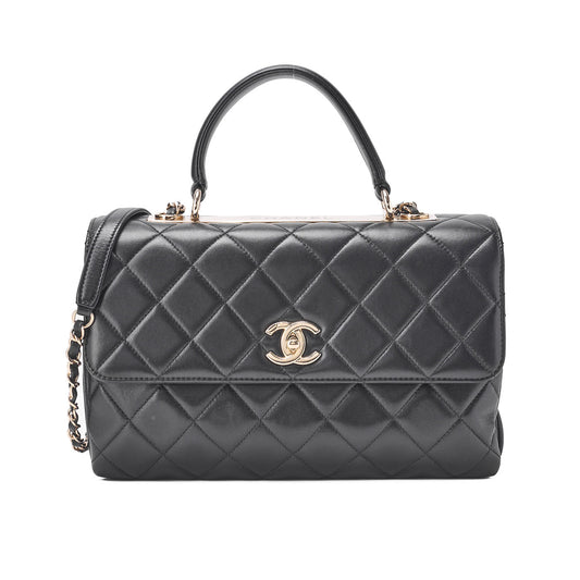 CHANEL Schultertasche, Matelassé, 2WAY, Lammleder, Schwarz, Goldfarbene Hardware, Gebraucht