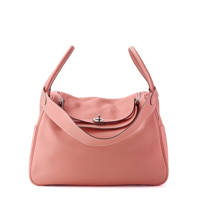 HERMES Lindy 34 Shoulder Bag, Tryon Clemence, Crevette, Silver-Tone Hardware, Pre-Owned