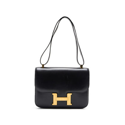 HERMES Constance 23 Shoulder Bag, Box Calf, Black, Gold-Tone Hardware, Pre-Owned - Vintage La Charme