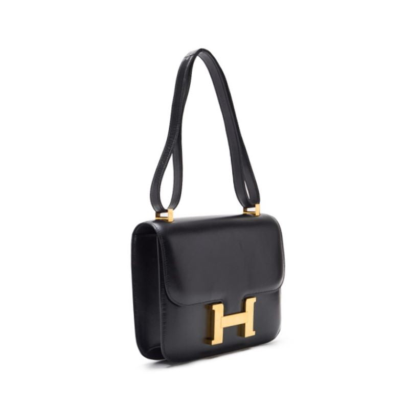 HERMES Constance 23 Shoulder Bag, Box Calf, Black, Gold-Tone Hardware, Pre-Owned - Vintage La Charme