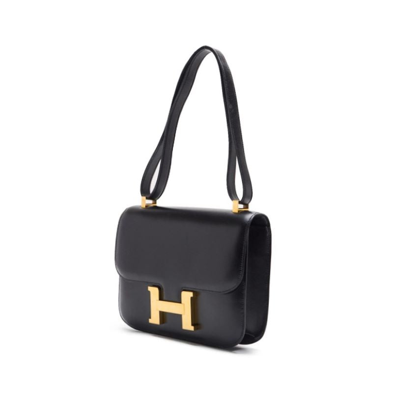 HERMES Constance 23 Shoulder Bag, Box Calf, Black, Gold-Tone Hardware, Pre-Owned - Vintage La Charme