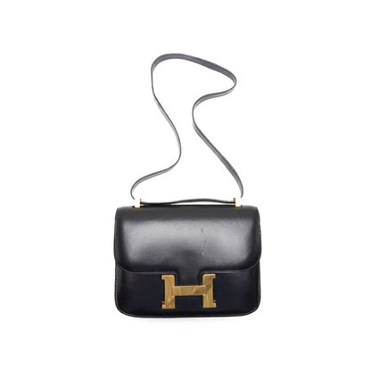 HERMES Constance 23 Shoulder Bag, Box Calf, Black, Gold-Tone Hardware, Pre-Owned - Vintage La Charme