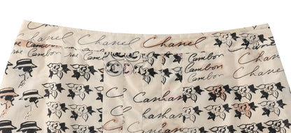 CHANEL Pleated Skirt, Coco Mark Logo, Silk, Ivory, Gold-Tone Hardware, Pre-Owned - Vintage La Charme