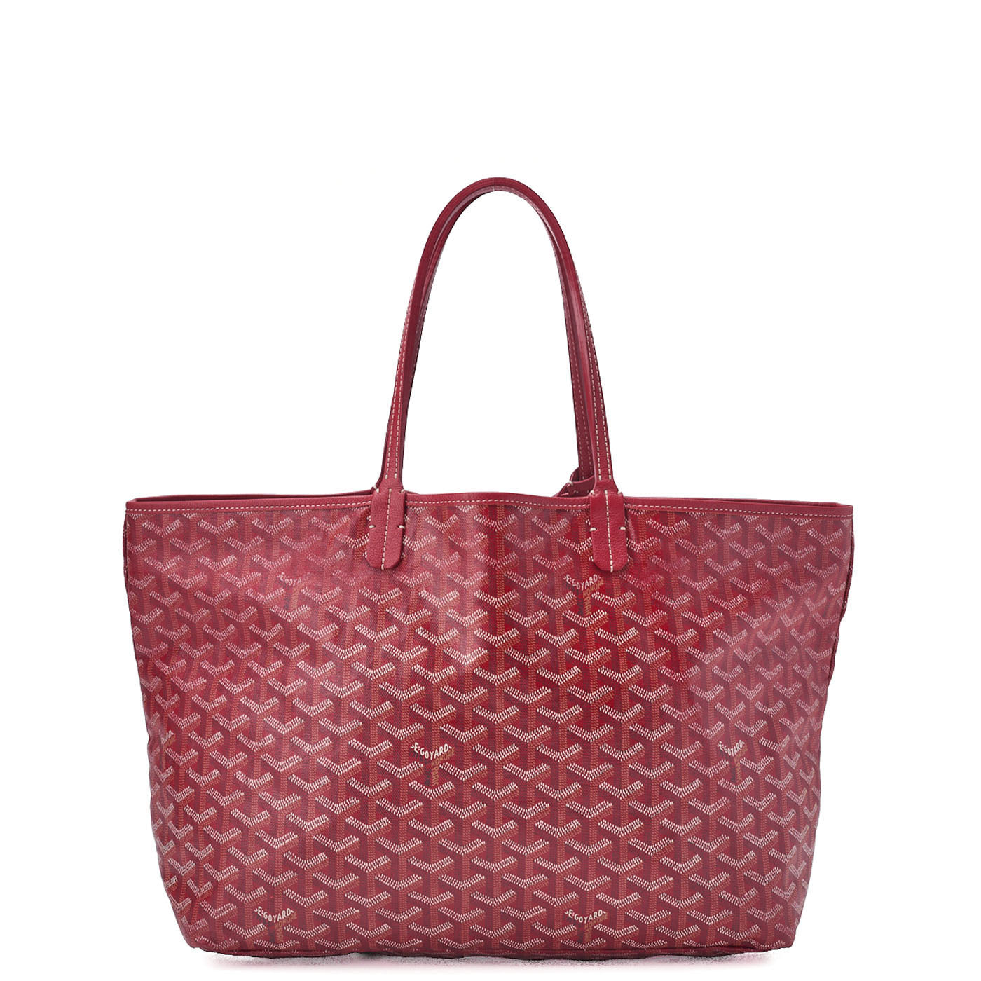GOYARD Saint Louis PM Tote Bag, Beschichtetes Canvas, Rot, Silberfarbene Metallteile, Gebraucht