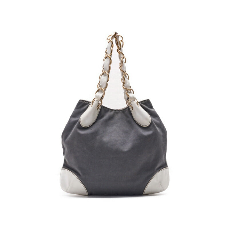 CHANEL Shoulder Tote Bag, Canvas, Gray, Gold-Tone Hardware, Pre-Owned - Vintage La Charme