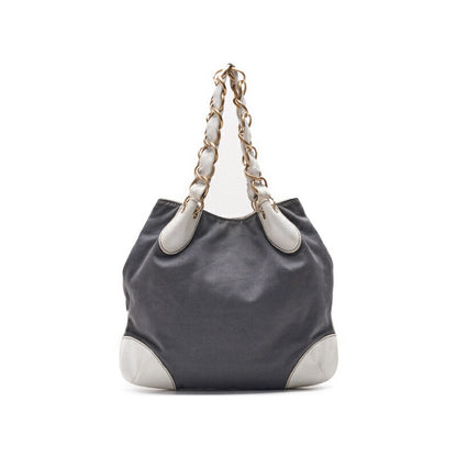 CHANEL Shoulder Tote Bag, Canvas, Gray, Gold-Tone Hardware, Pre-Owned - Vintage La Charme