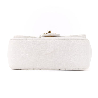 CHANEL Mini Mademoiselle Turn Lock Chain Shoulder Bag Caviar Skin White Gold-Tone Hardware Pre-Owned - Vintage La Charme
